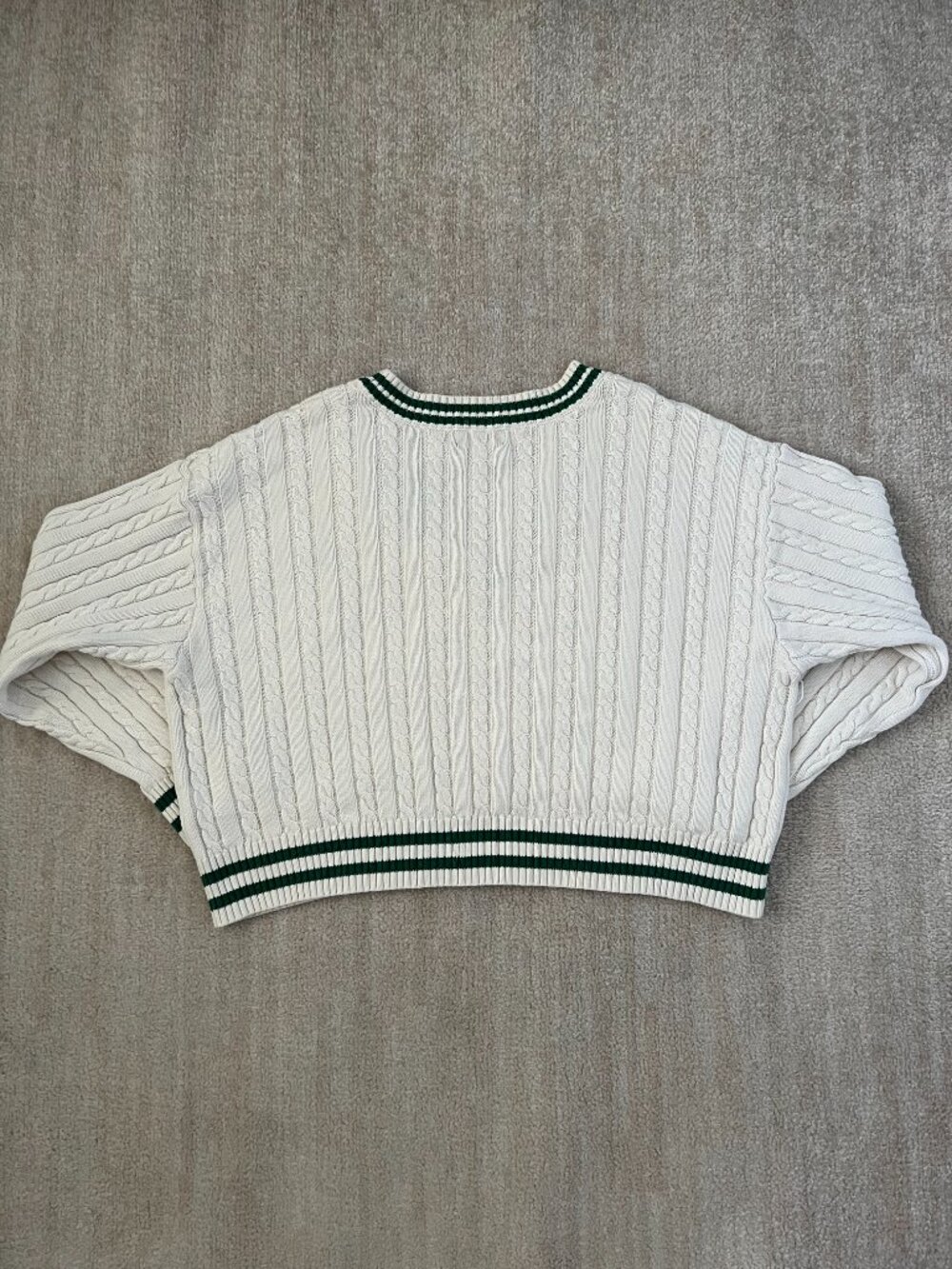 Prince Pickleball x Target Cable Knit V-Neck Sweater Crop Cream Green XXL Tennis - Picture 4 of 9